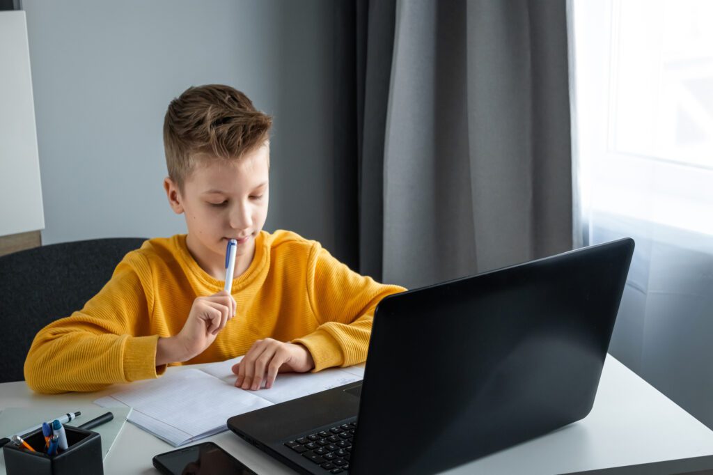 homeschooler using an online resource