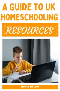 Boy working on a laptop, text reads: A guide to UK homeschooling resources