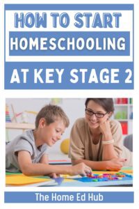 Mum and son learning together, text reads "starting homeschooling at Key stage 2"